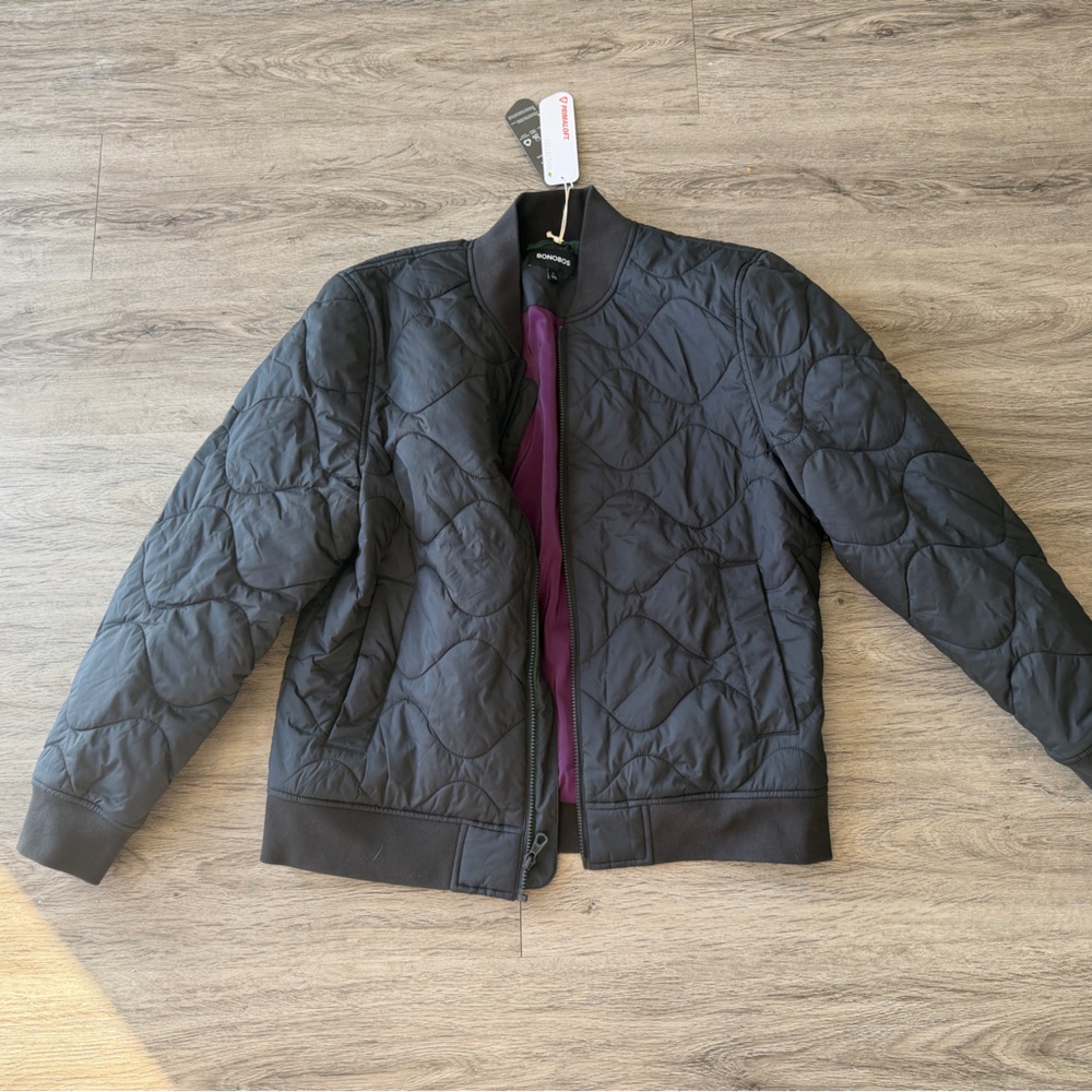 Bonobos Mens Quilted Black Bomber Jacket